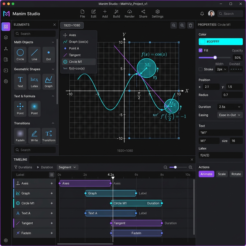 Manim Studio — Custom Visual Builder Application