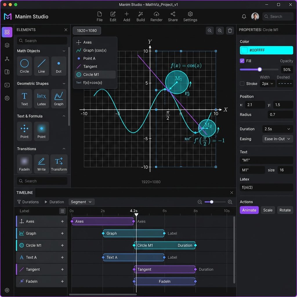 Manim Studio Educational Software Screenshot
